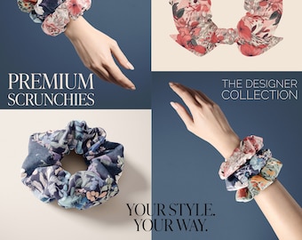 Floral Scrunchie Set Satin Scrunchie Luxury Hair Accessory Gift For Her Velvet Scrunchie Floral Hair Tie Gift High Quality Hair Piece