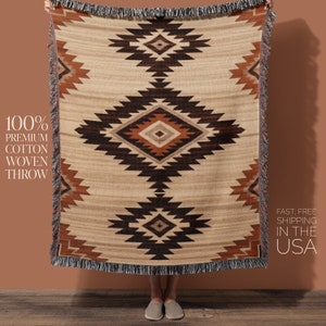 Southwestern Woven Blanket Southwestern Throw Blanket Aztec Woven Throw Earth Tone Blanket Southwestern Decor Rustic Home Decor Desert Decor