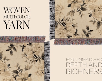 Accent Floral Throw for Upscale Homes Elegant Woven Blanket