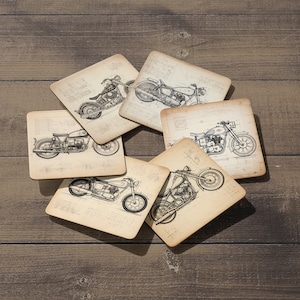 Vintage Motorcycle Coaster Man Den Gift Vintage Coasters Man Cave Decor Motorcycle Gift For Dad Vintage Bike Coaster Vintage Barware For Men