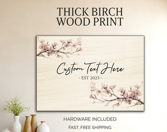 Custom Wood Family Name Sign, Birch Wood Print, Personalized Home Decor