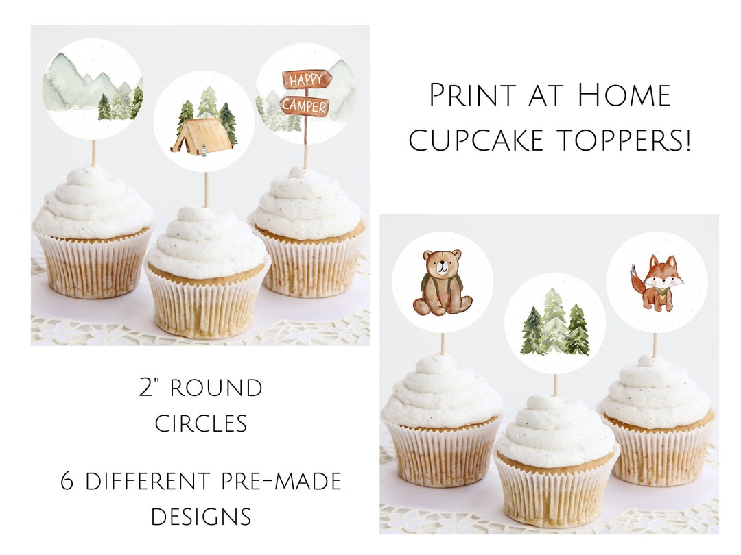 Camping Cupcake Toppers Printable Template Download BP2 Etsy