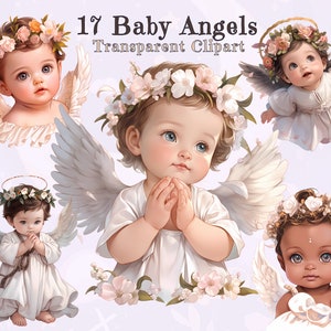 Pacchetto Clipart Baby Angel - Simpatici bambini angelici, innocenti, che pregano, volano e altro ancora - PNG di alta qualità per uso personale e commerciale