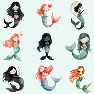 Enchanting Love: Adorable Mermaid Clipart Collection - Whimsical ...