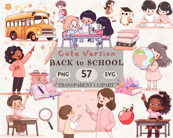 Back to School Clipart Bundle - 57 süße Illustrationen (SVG & PNG)