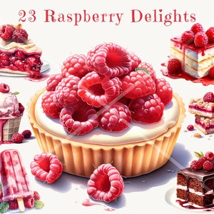 Premium Watercolor Raspberry Delights Clipart - Digital PNG Raspberry Graphics, Instant Download, Commercial Use