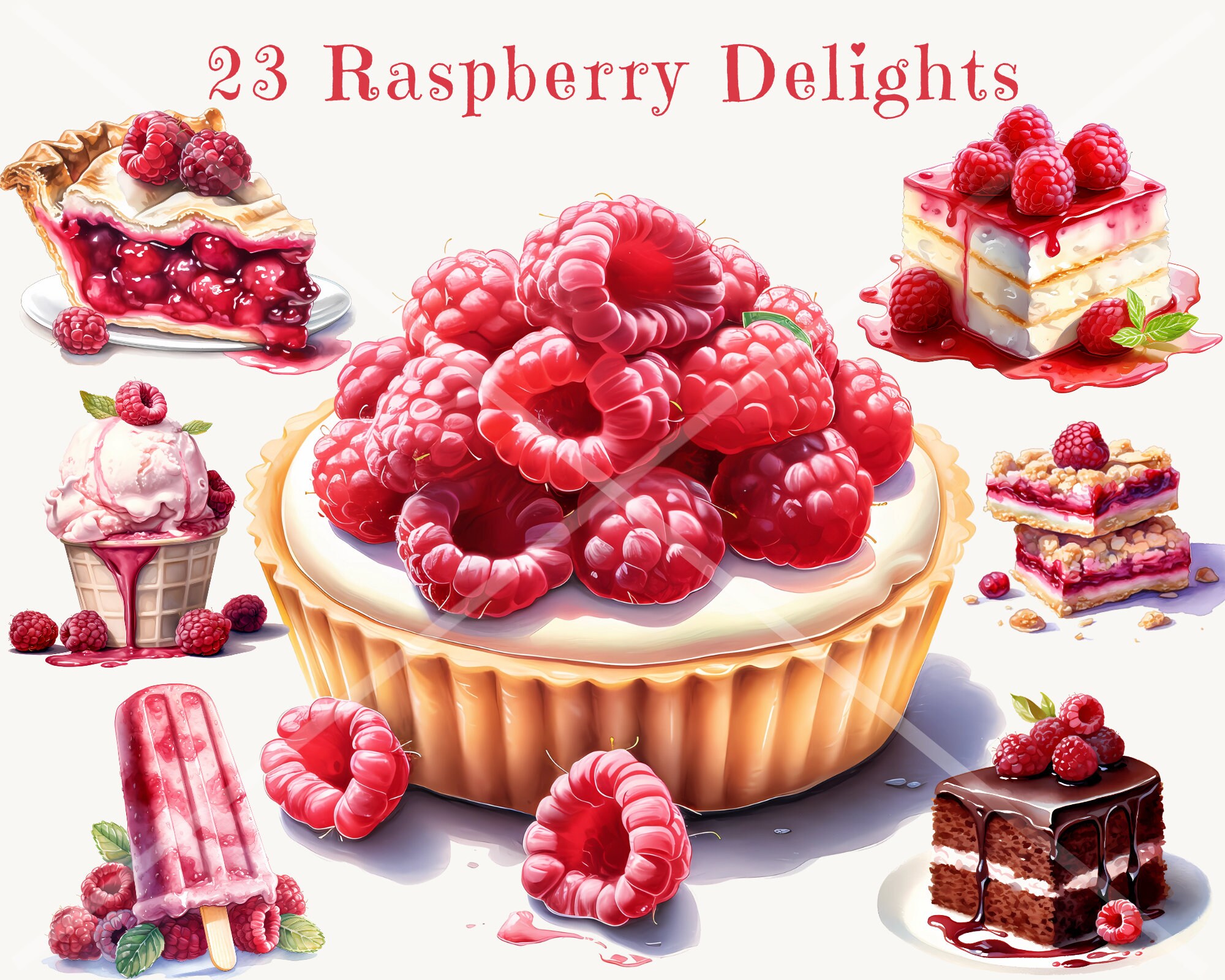 Premium Watercolor Raspberry Delights Clipart Digital PNG Raspberry ...