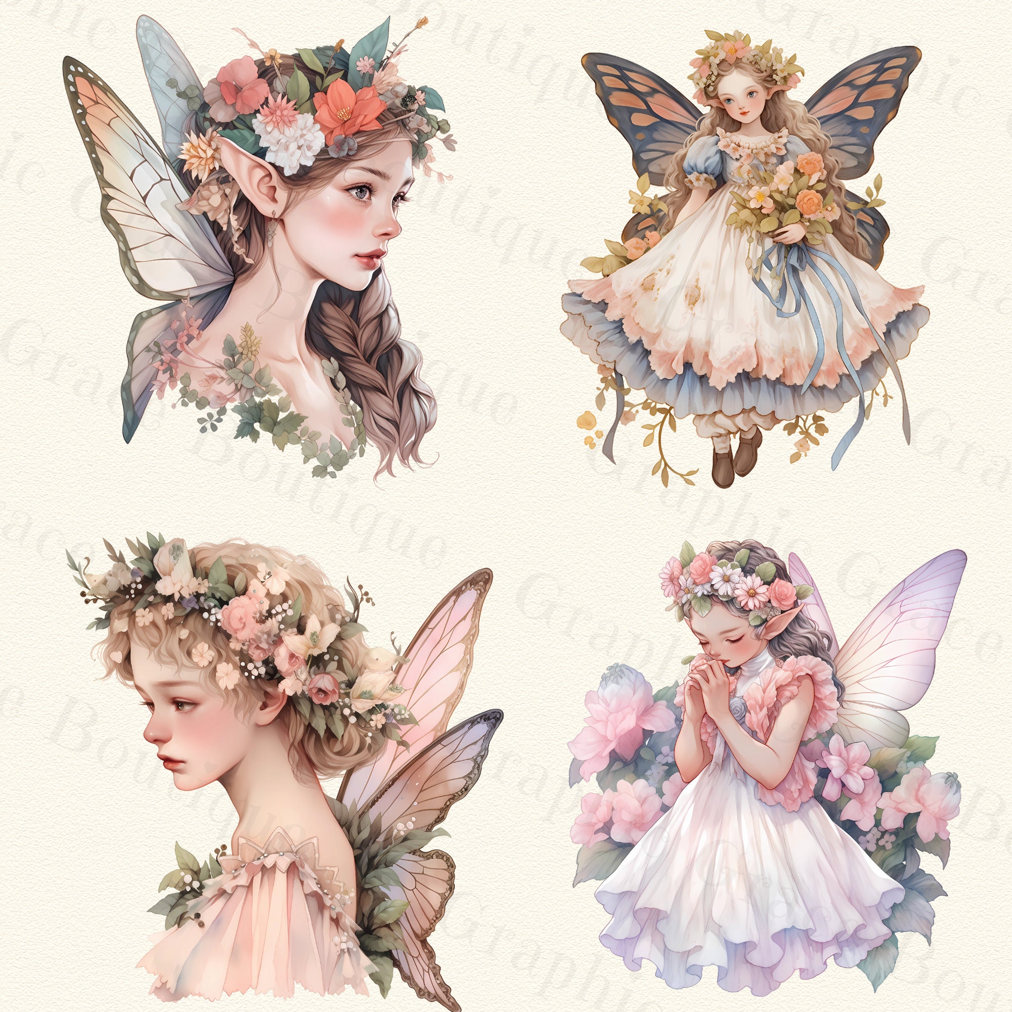 Vintage Fairy Clipart Bundle, Watercolor Fairy PNG, Mystical Junk ...