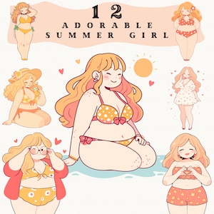 Entzückende digitale Aufkleber Sommer Mädchen Clipart, Sommer Journaling, heiße Sommer png, wunderliche Aufkleber, transparente, Scrapbooking, Strand Clipart