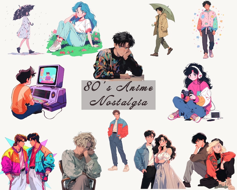 80s Anime Clipart Bundle PNG Retro Manga Girls Aesthetic Characters 80s-anime-clipart-bundle-png-retro-manga-girls-aesthetic-characters