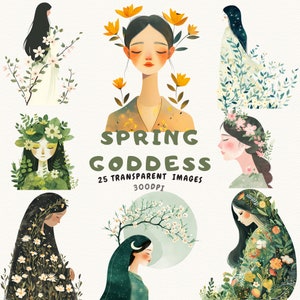 Watercolor Spring Goddess Clipart: Floral Nymphs (Instant Download)