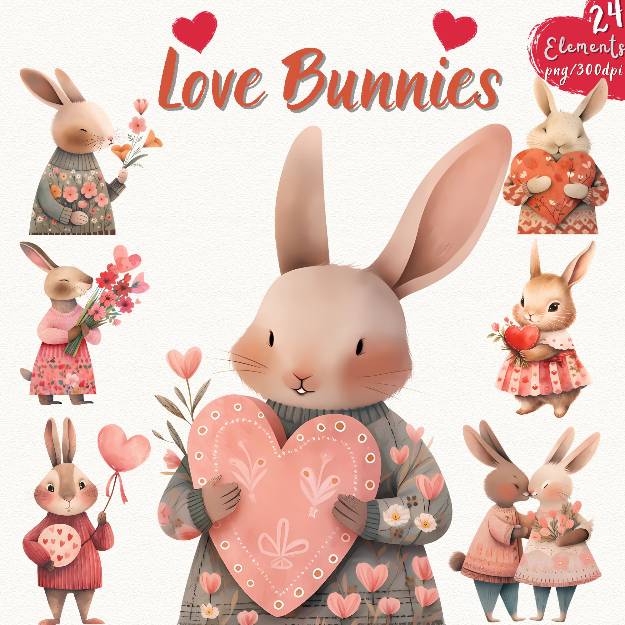 Pop-up Valentine Cards - Bunny, image size:2000x2000