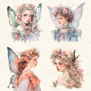 Vintage Fairy Clipart Bundle, Watercolor Fairy PNG, Mystical Junk ...
