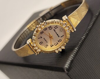 Vintage Gold Womens Watch Milan Quartz 1980s Cocktail Watch Gift For Her