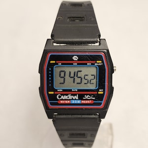 Vintage Black Digital Watch Cardinal Quartz LED Gift For Her/Him