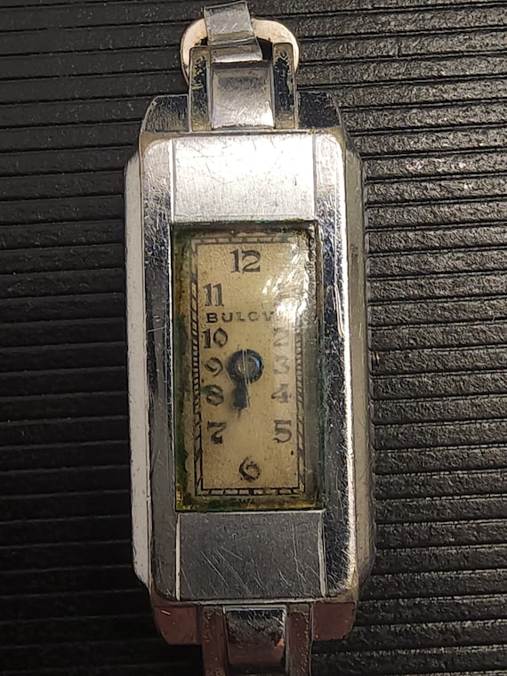 Vtg 50s Bulova Ladies Silver-Tone  Watch on Black Cord Band for repair or parts Bulova Cord Band - Etsy main image 4