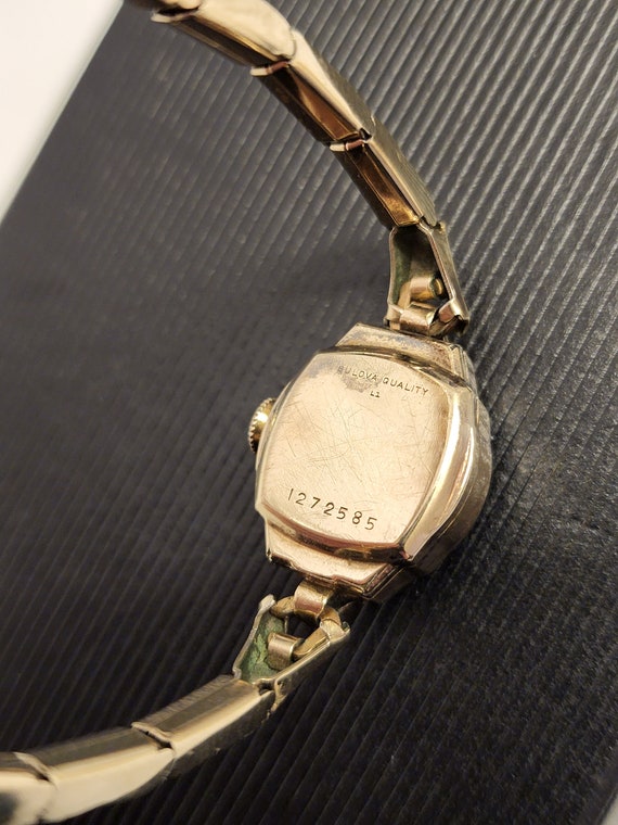 Antique Womens Gold Watch Dainty Bulova Manual Wi… - image 7