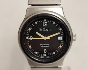 Retro St Moritz Quartz Watch Stunt Watch Model 8600 All Stainless