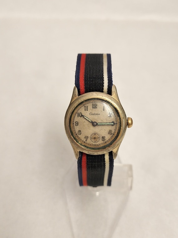 Vintage WW2 Era Certina Watch Mechanical Manual Wind With Sub Second Complication 29mm Jr Size Boys Size On Nato Strap Read Description View 2
