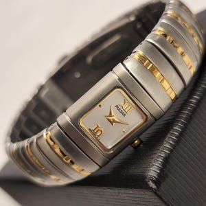Retro Two Tone Watch Pulsar Quartz Silver and Gold Tone Watch Bracelet/Bangle Style Gift For Her