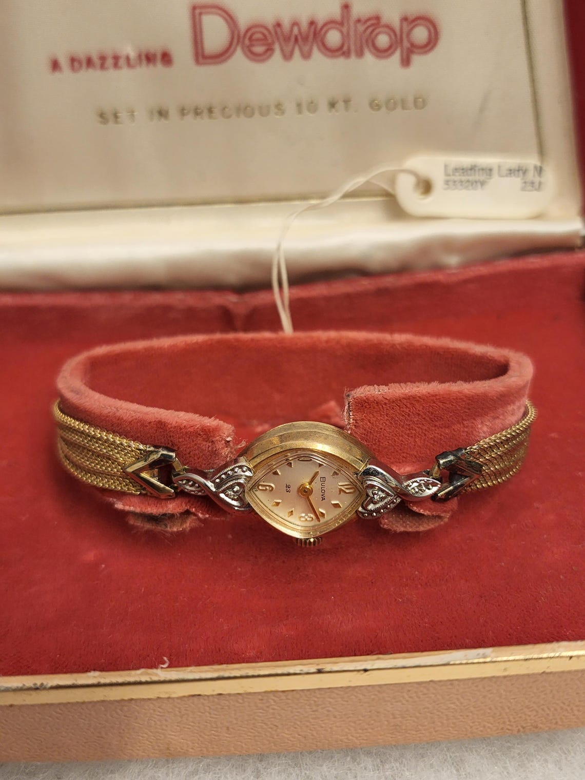 Vintage Womens Gold Watch Bulova 23 Mechanical Manual Wind 10k Rolled Gold Plated M4 1964 Dainty Cocktail Watch Gift For Her, photo 3 of 5