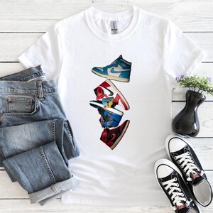 Air Jordan 1 Stack T-Shirt - Sneakerhead Streetwear Grafik-T-Shirt | Retro Sneaker Shirt | Unisex Urbane Mode