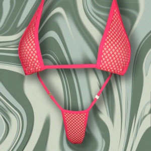 Hot Pink Fishnet Microkini