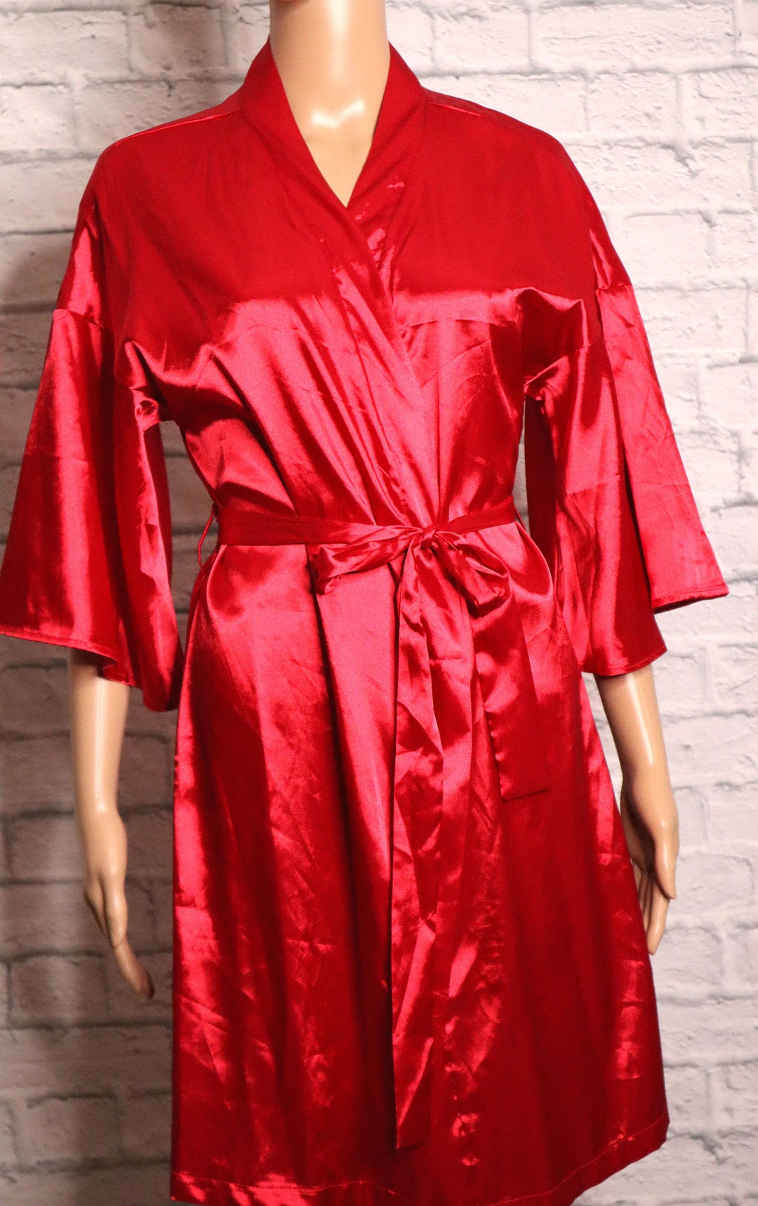 Red Satin Robe - Etsy