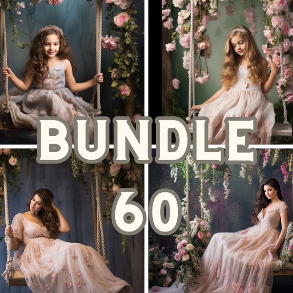 Enchanted Garden Swing Digital Backdrop Collection - 60 Jpeg Files for Download, Studio Backdrops, Maternity Overlays, Photoshop Overlays