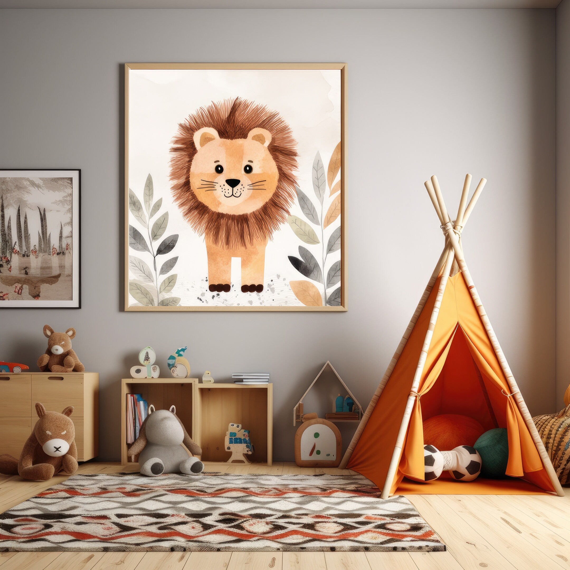 Lion Printable Nursery Wall Art Set 9 Lion Prints Modern Etsy