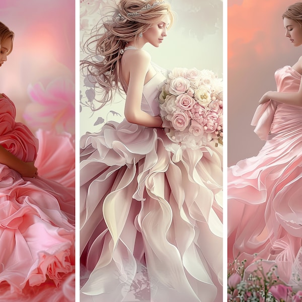 9x Fine Art Flower as a dress Digital Backdrops Maternity Backdrop Overlays Photography Digital Background Photoshop Textures