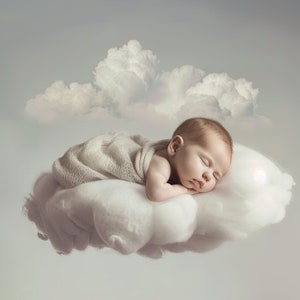 Digital Backdrops: Set of 4 Cloud Newborn Digital Backdrops - Dreamy Sky Photography Studio Backdrops, Photoshop Effects