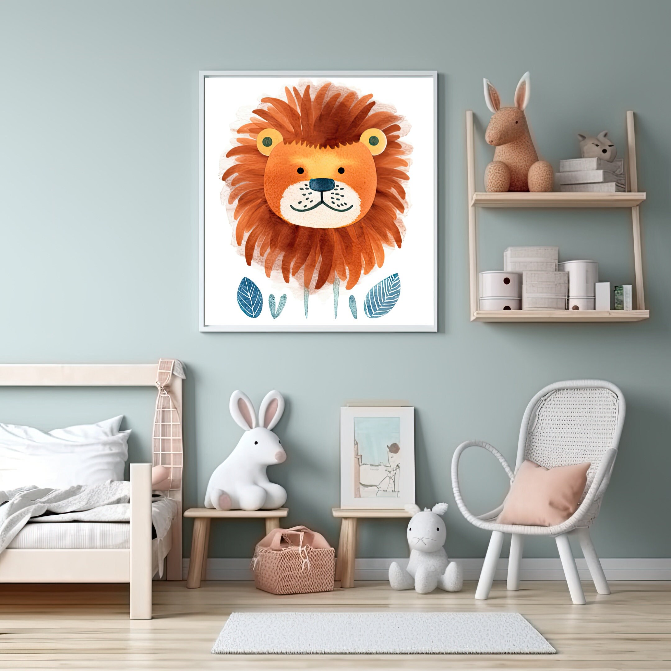 Lion Printable Nursery Wall Art Set 9 Lion Prints Modern Etsy