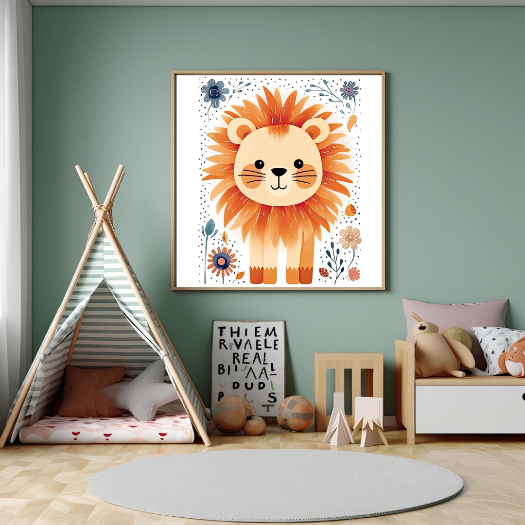 Lion Printable Nursery Wall Art Set 9 Lion Prints Modern Jungle Decor