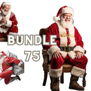 Bundle of 75 Santa Claus Overlays for Christmas Digital Photo Editing - PNG Transparent Overlay Files - Instant Download