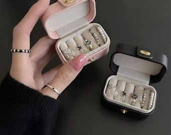 Mini Travel Jewelry Box for Rings – Portable Ring Organizer Case, Compact Jewelry Storage Gift for Women