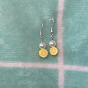 Clay fruit bead earrings