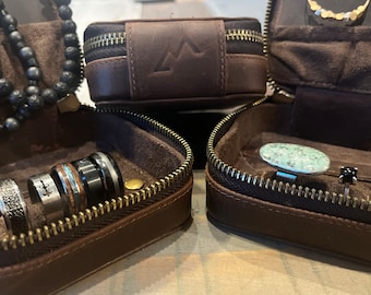 Traveling Jewelry Case - Organizer - Made of Leather and Rustic