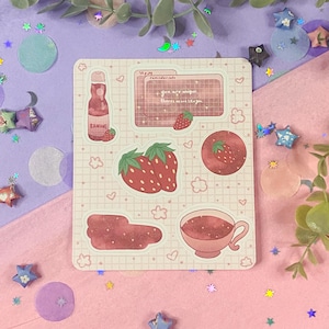 Strawberry Dreams Sticker Sheet // Lunaria Studios Paper Sticker Journal Stickers