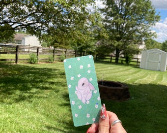 Marcador de livro laminado holográfico Spring Bunny