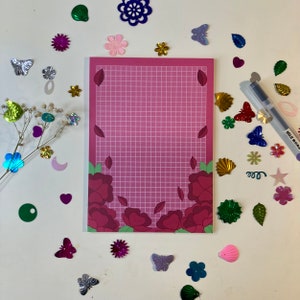 Rose Tinted Grid Memopad Notepad