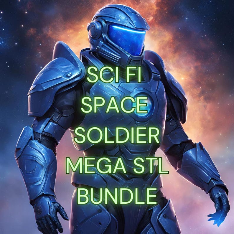 HUGE Scifi Space Soldier STL Bundle Azure Champions, Crimson