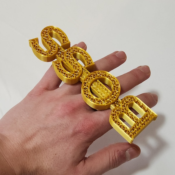 Customizable Knuckle Rings - 3D Printed Personalized Text Jewelry