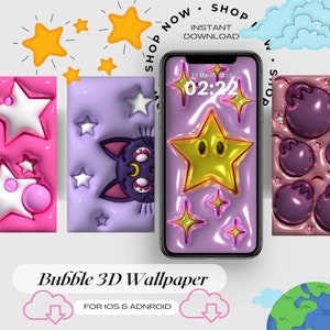 Bubble 3D Aesthetic Wallpaper for Mobile Phone / 3D Samsung, Android, iPhone Wallpaper Bundle / Lock Screen / iOS Wallpaper / Digital