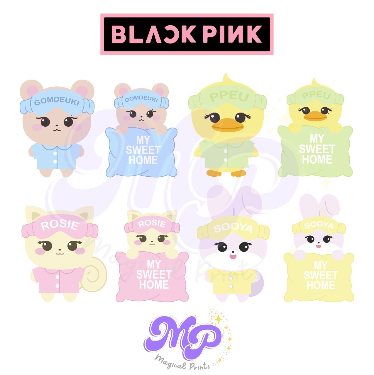 Black Pink Character Plush Doll / PNG Files / Digital Stickers Etsy
