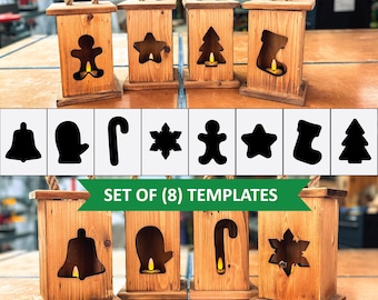 8 Christmas Router Templates (Gingerbread Man, Stocking, Tree, Star, Bell, Mitten, Candy Cane, Snowflake)