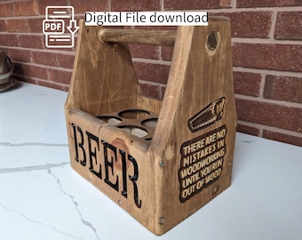 DIY Beer Caddy Woodworking Plans (SVG, Lightburn, Print PDF Download)