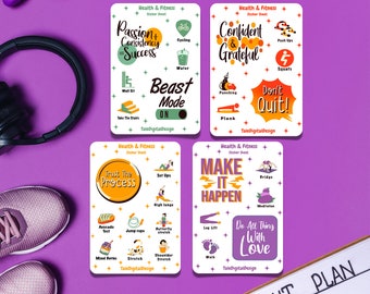 Health and Fitness Sticker Sheet Set | Gym Workout Plan Motivation Quotes Healthy Habits | Journal Sticker Planner Sticker Scrapbook Sticker