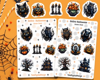 Gothic Halloween Sticker Sheet Set | Bullet Journal Sticker Scrapbook Stickers Planner Sticker Decorative Sticker Plants Nature