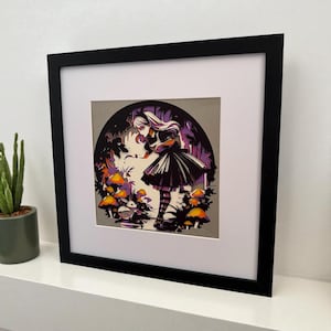 Alice in Wonderland Shadow Box – 3D Layered Paper Art with Magical Forest Scene